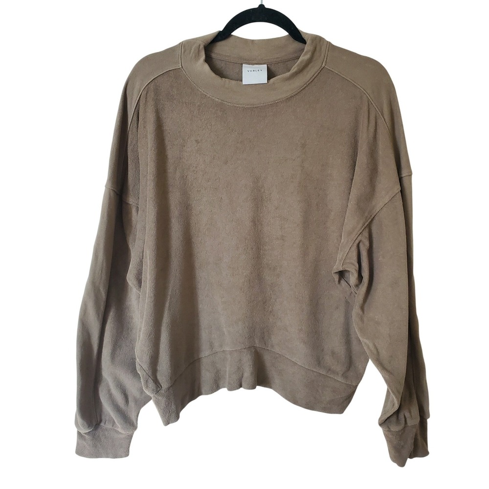 Varley Womens Oversized Terry Crew Neck Lyle Top Cotton Sweatshirt Small